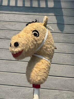 Vintage Plush Hobby Horse Stick Toy for Kids Collectible 35”